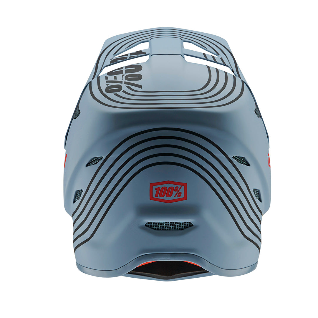 Rear view of 100% STATUS Helmet - Caltec/Gray