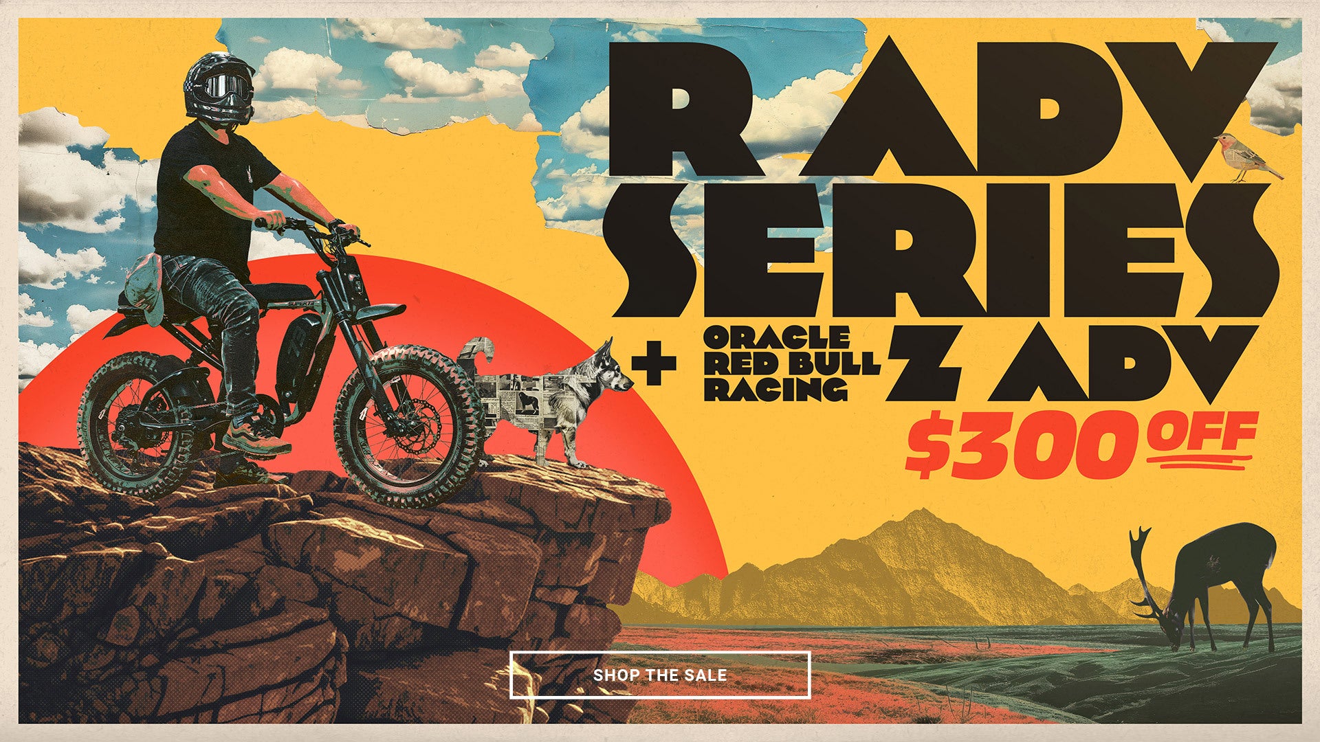 Promotional poster for R AVD Series and Oracle Red Bull Racing Z Adventure promotion. Click to shop the collection and save $300 on all R Adventure models PLUS the Oracle Red Bull Racing Z Adventure Series for a limited time.